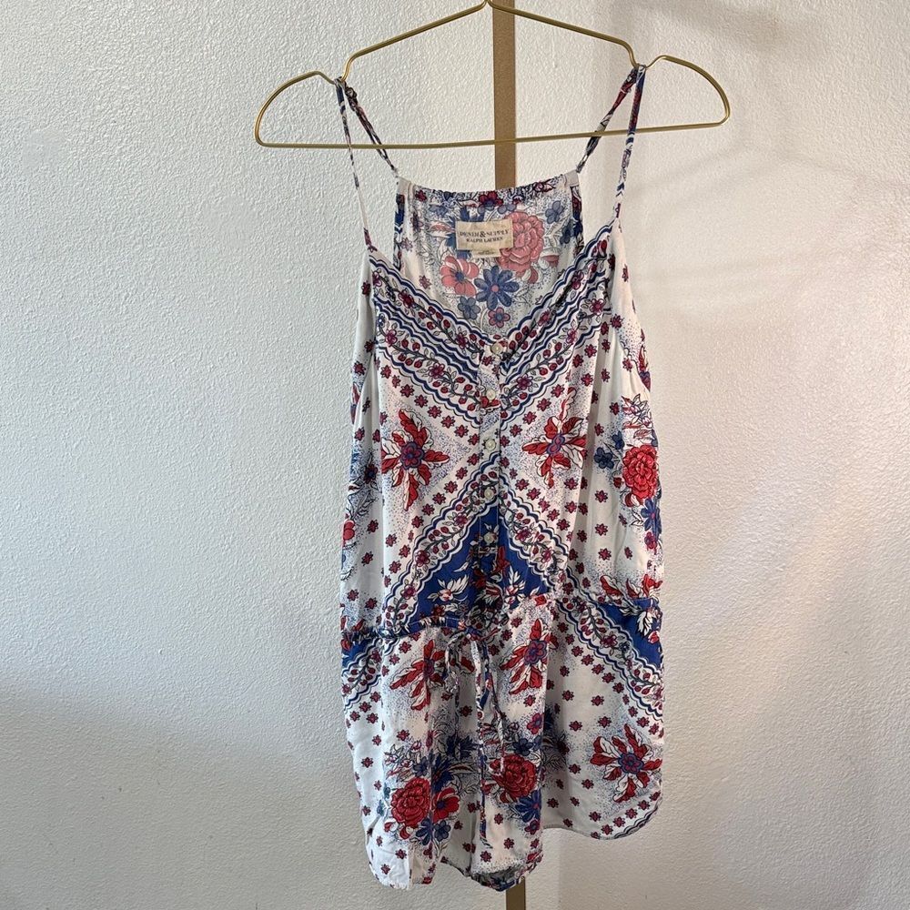 Denim & Supply Ralph Lauren red white and blue Floral romper- medium